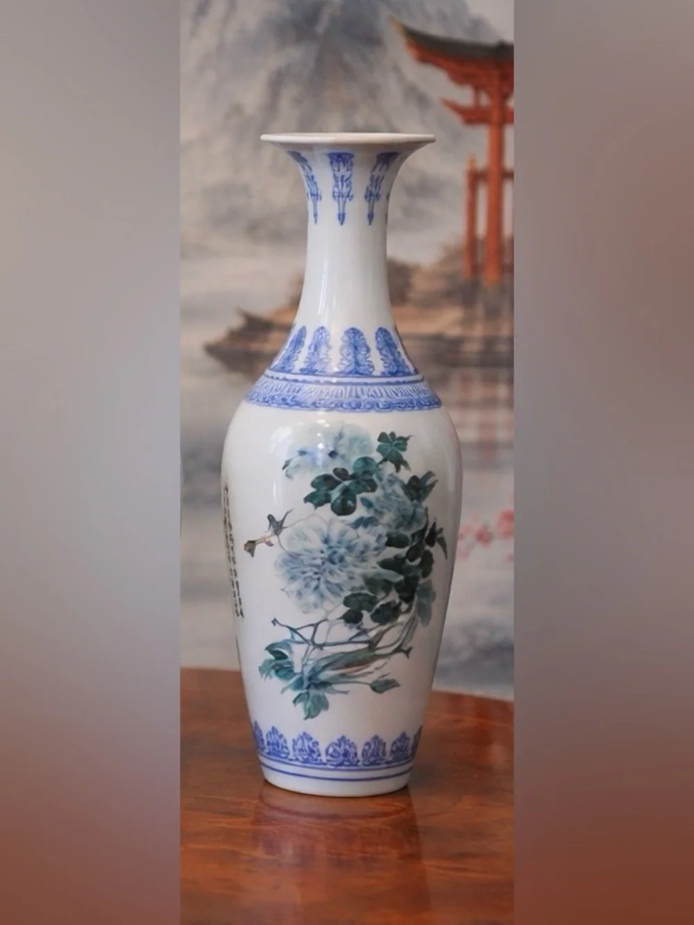Set of Vintage Jingdezhen Eggshell Porcelain Four Season Vases Hand Painted